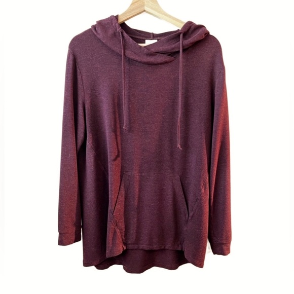 Cabi Hype burgundy red drawstring soft tunic hoodie sweatshirt womens size Small - Picture 6 of 8